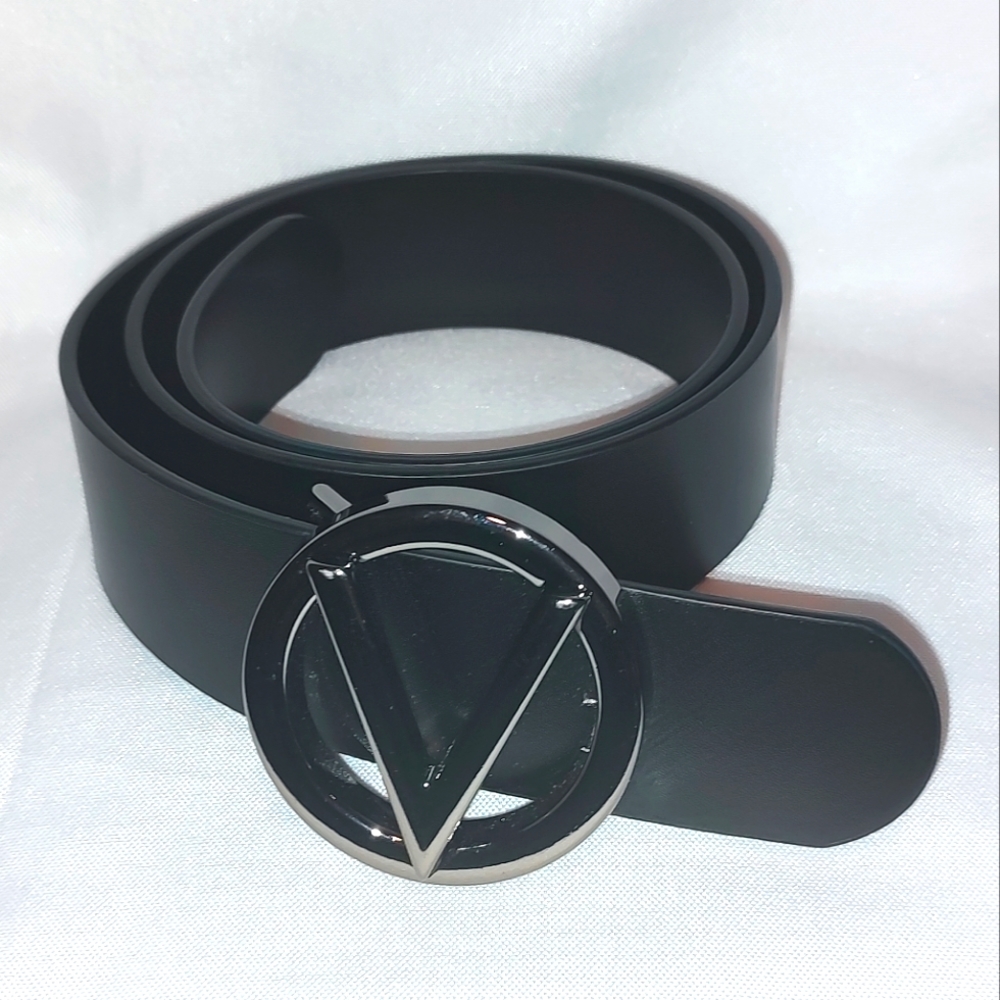 New VALENTINO by MARIO VALENTINO Baby Soave  Logo Leather Belt ~Black~ Size S